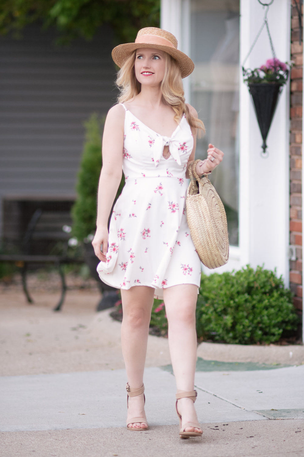 Michigan Petite Fashion and Lifestyle Blog | Xhiliration Floral Print Strappy Fit & Flare Dress