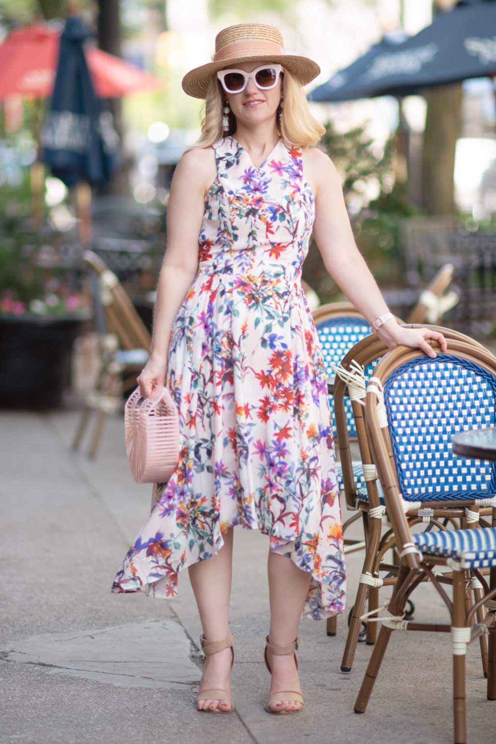Michigan Petite Fashion and Lifestyle Blog | Amazon Fashion | Summer Dresses | Adelyn Rae Women's Vanessa Woven Printed Fit and Flare Dress | Cult Gaia Gaia's Ark Bag