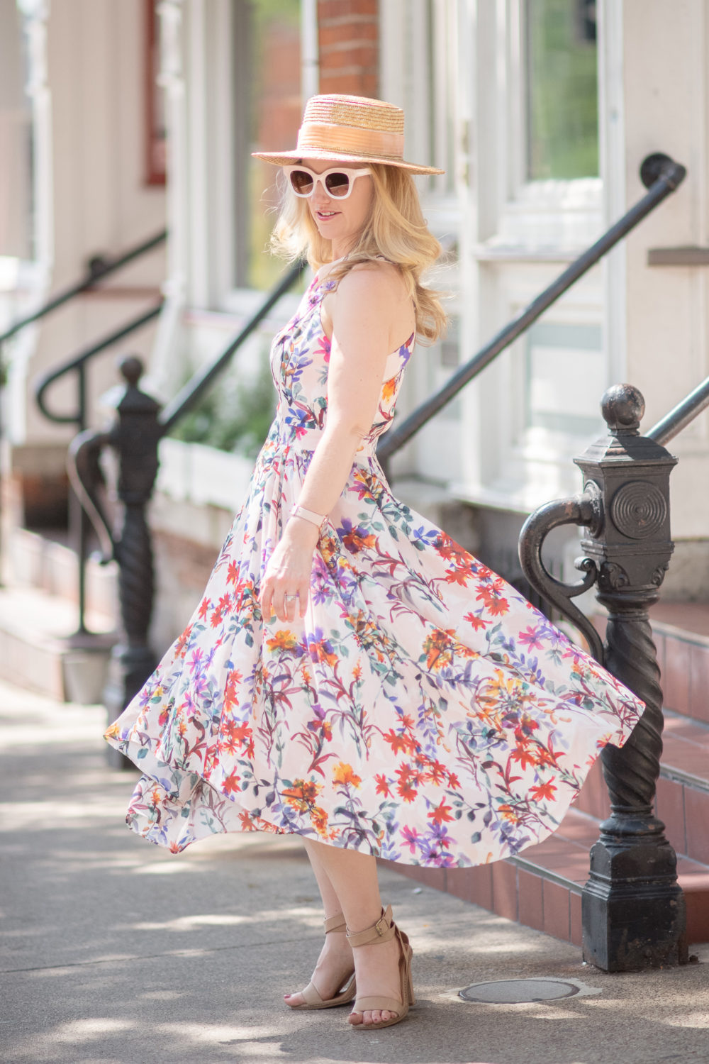 Michigan Petite Fashion and Lifestyle Blog | Amazon Fashion | Summer Dresses | Adelyn Rae Women's Vanessa Woven Printed Fit and Flare Dress | Cult Gaia Gaia's Ark Bag