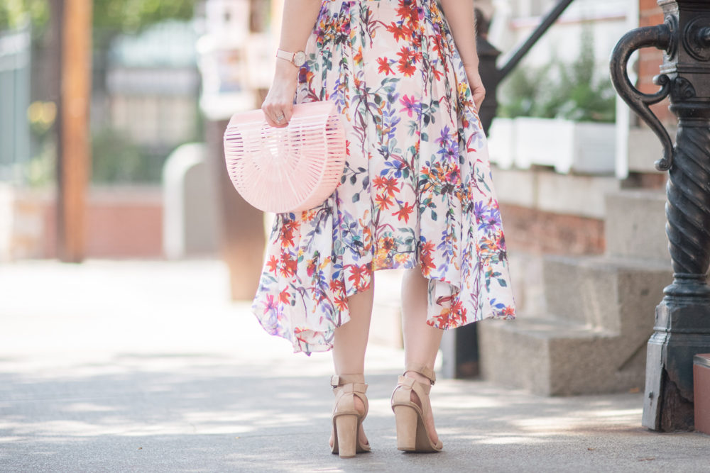 Michigan Petite Fashion and Lifestyle Blog | Amazon Fashion | Summer Dresses | Adelyn Rae Women's Vanessa Woven Printed Fit and Flare Dress | Cult Gaia Gaia's Ark Bag