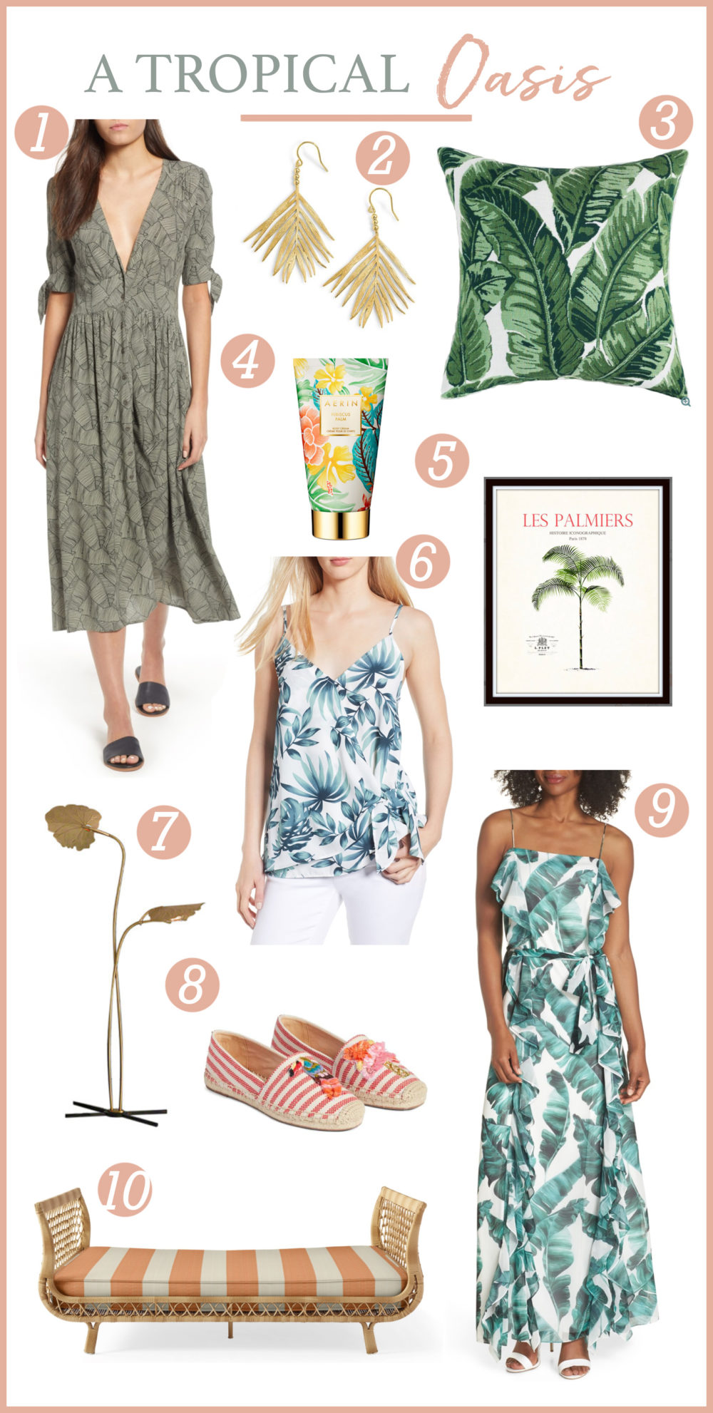 Michigan Petite Fashion and Lifestyle Blog | CeCe-Soft Palms Print Wrap Dress | Palm Print Dress | Tropical Decor