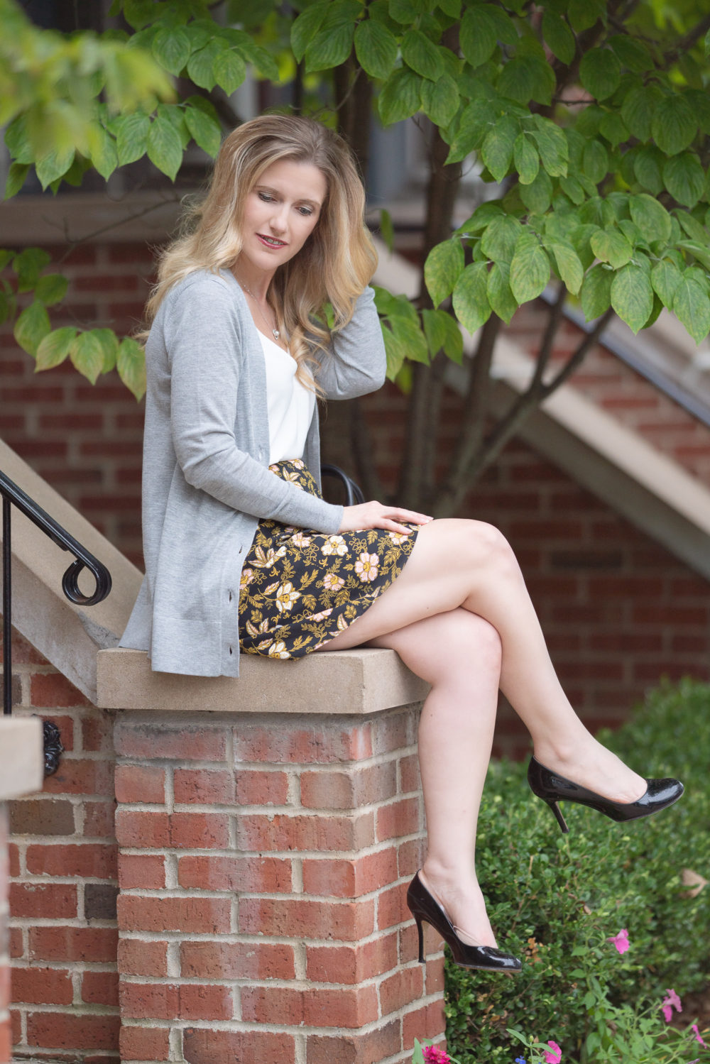 Petite Fashion and Style Blog | Loft Fall Arrivals | Daisy Fluid A-Line Skirt | Loft Boyfriend Cardigan