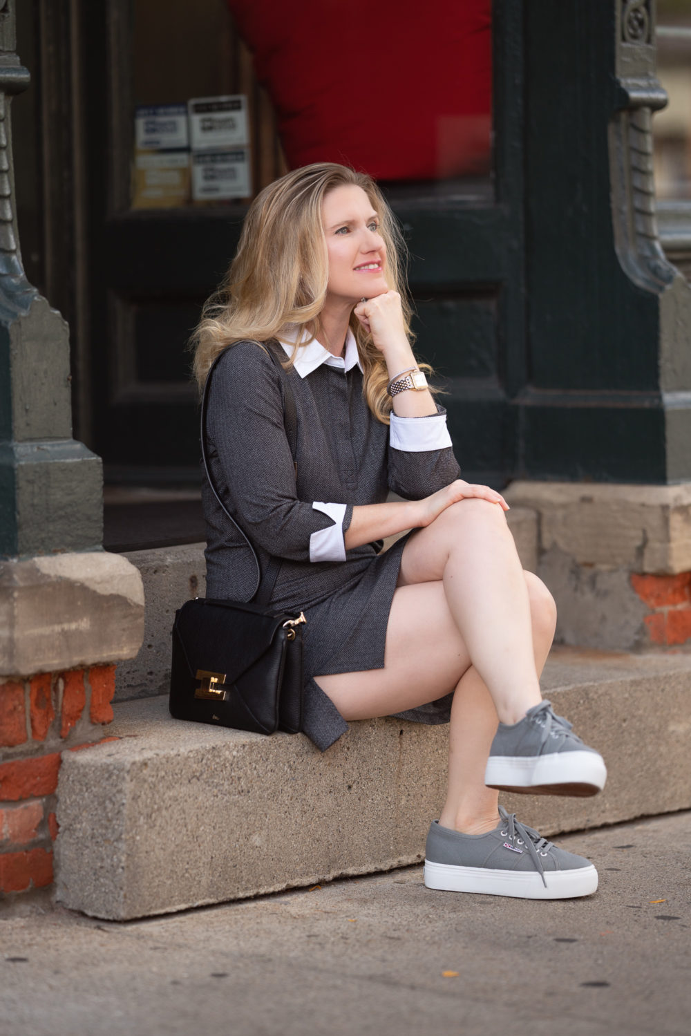 Petite Fashion and Style Blog | Peach Oxford Dress