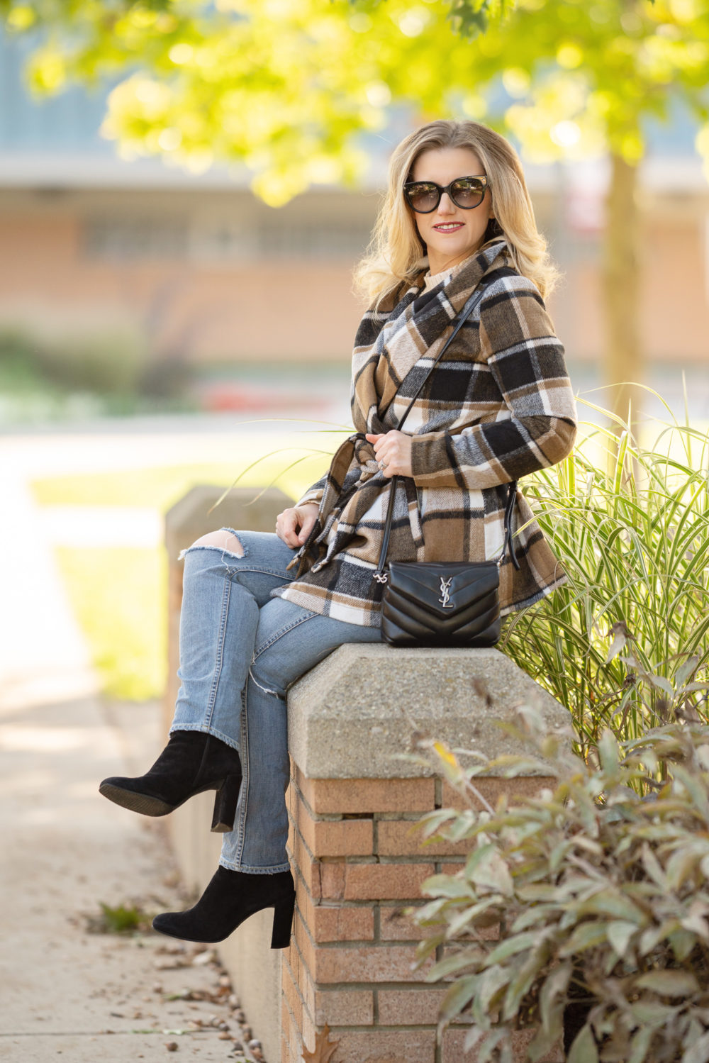 Petite Fashion and Style Blog | Allegra K Women's Turn Down Collar Asymmetric Hem Plaid Wrap Coat | Amazon Fall and Winter Coats
