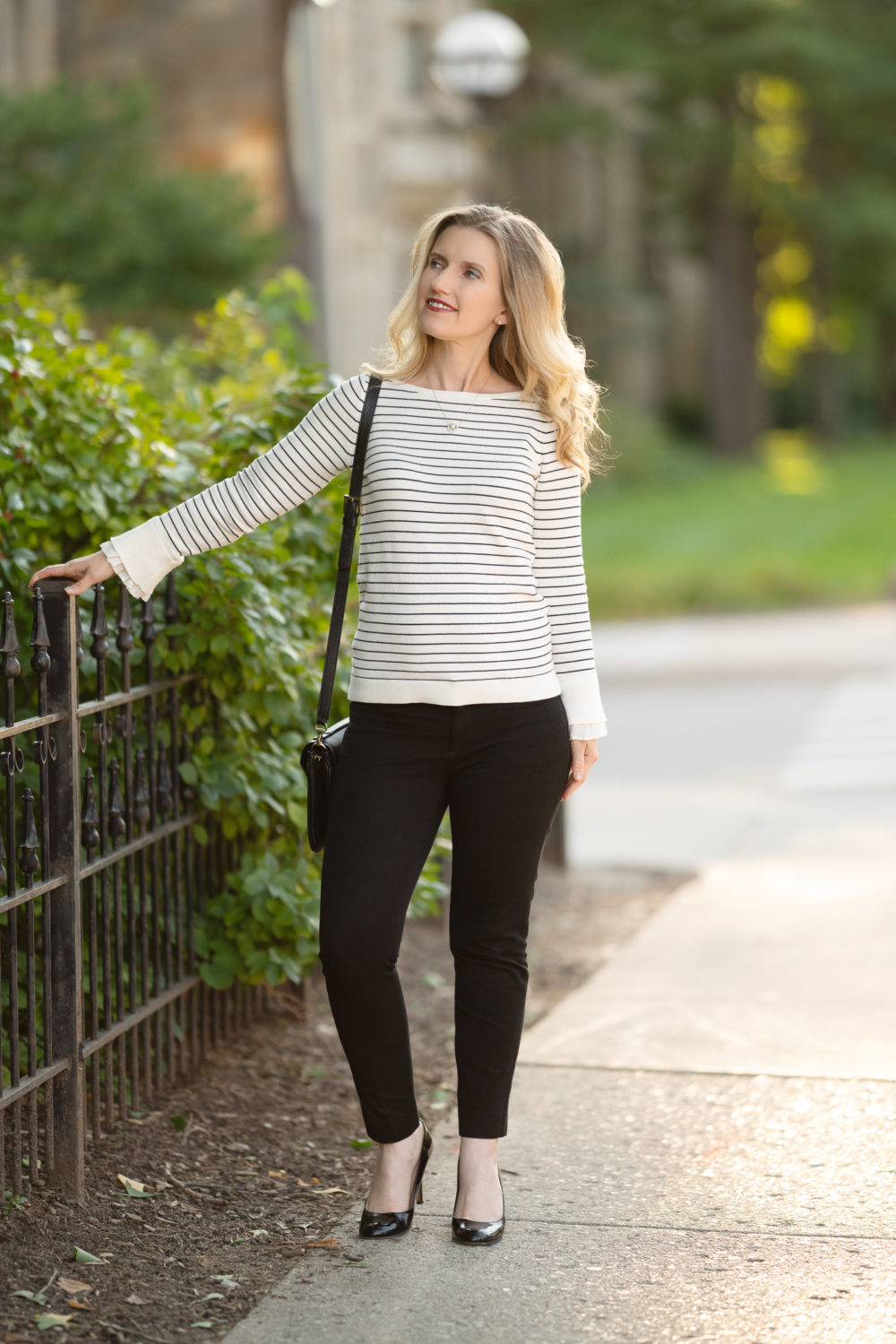 Petite Fashion and Style Blog | Loft Sale | Loft Striped Pleated Bell Cuff Sweater