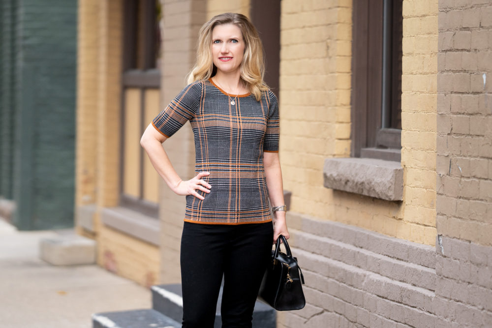 Petite Fashion and Style Blog | Ann Taylor Plaid Short Sleeve Sweater