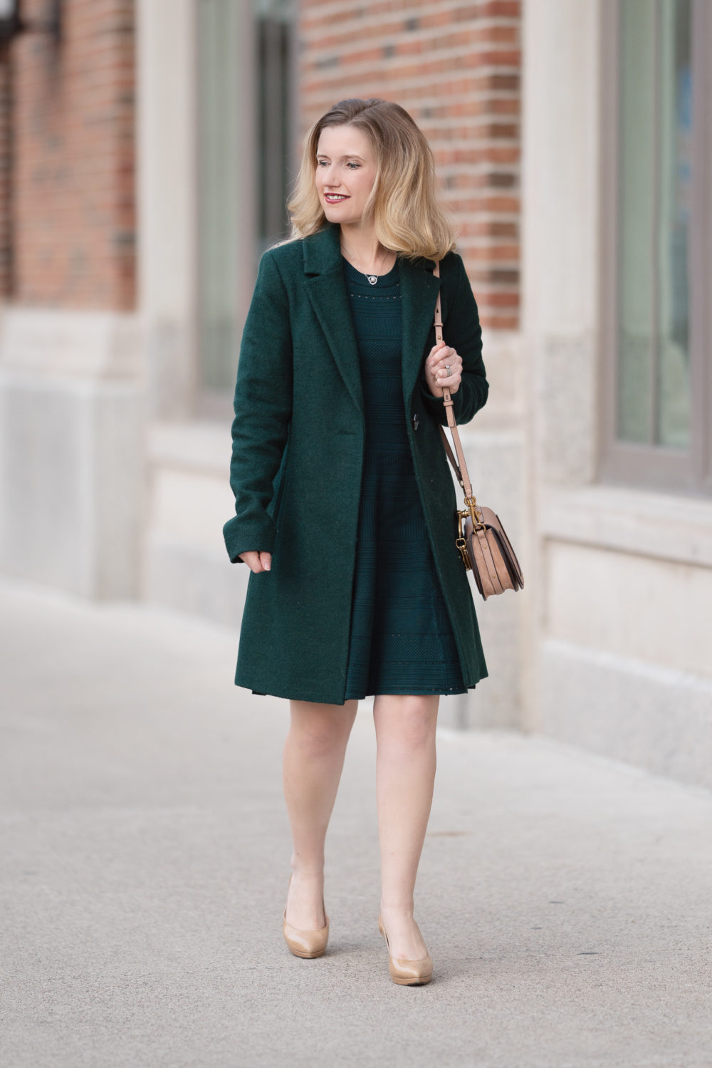 Petite Fashion and Style Blog | Sam Edelman Blazer Coat | Eliza J Sweater Dress