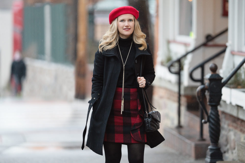 Petite Fashion and Style Blog | Amazon Cashmere Turtleneck | J. Crew Factory Ruffle Front Mini Skirt | Burberry Wool Trench Coat