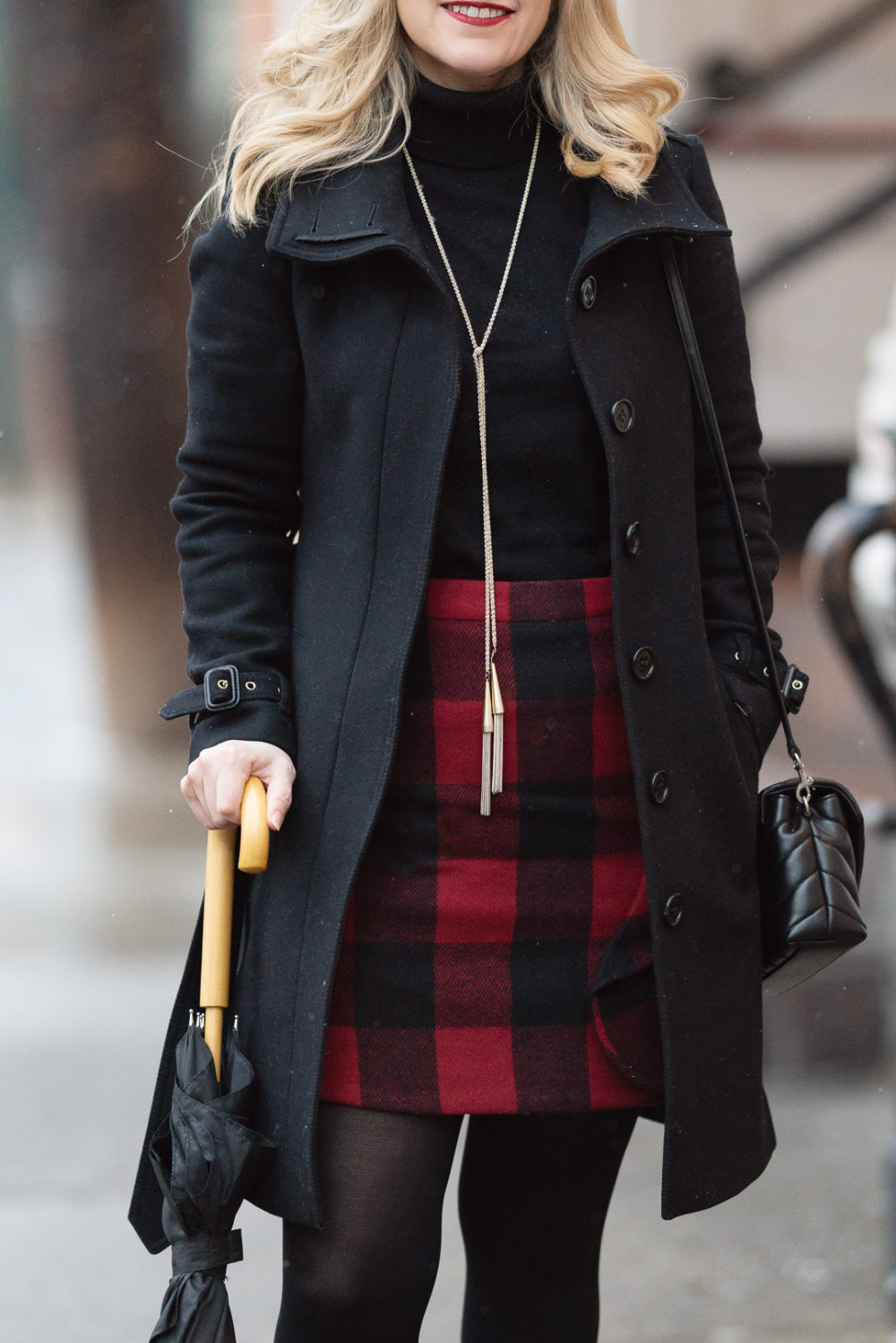 Petite Fashion and Style Blog | Amazon Cashmere Turtleneck | J. Crew Factory Ruffle Front Mini Skirt | Burberry Wool Trench Coat