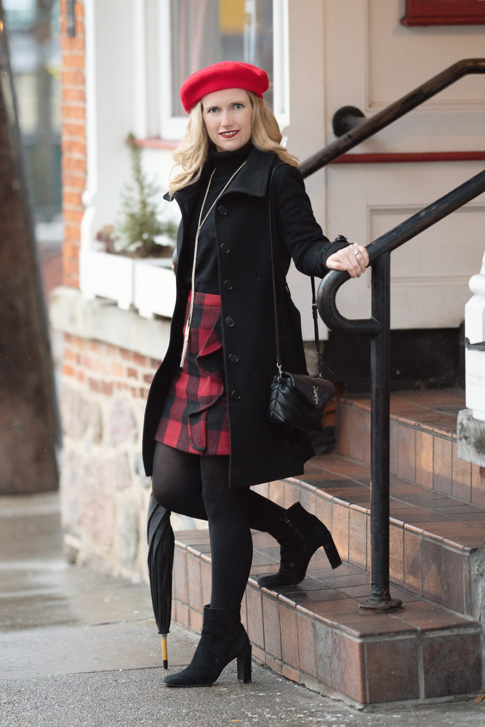 Petite Fashion and Style Blog | Amazon Cashmere Turtleneck | J. Crew Factory Ruffle Front Mini Skirt | Burberry Wool Trench Coat