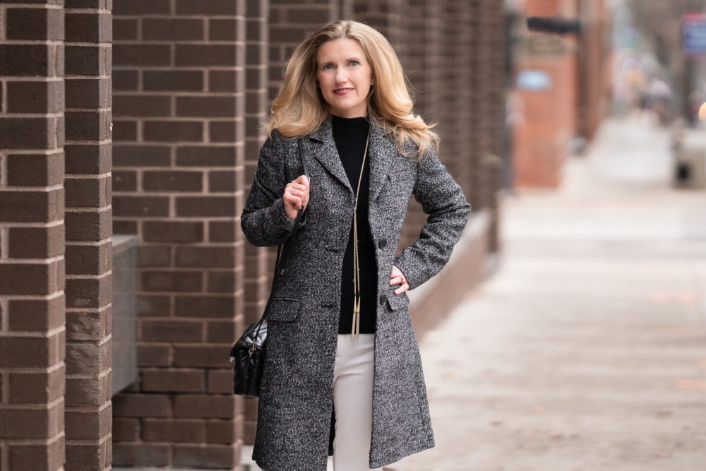 Petite Fashion and Style Blog |Lark & Ro Single Breasted Walker Coat | Amazon Cashmere Sweater