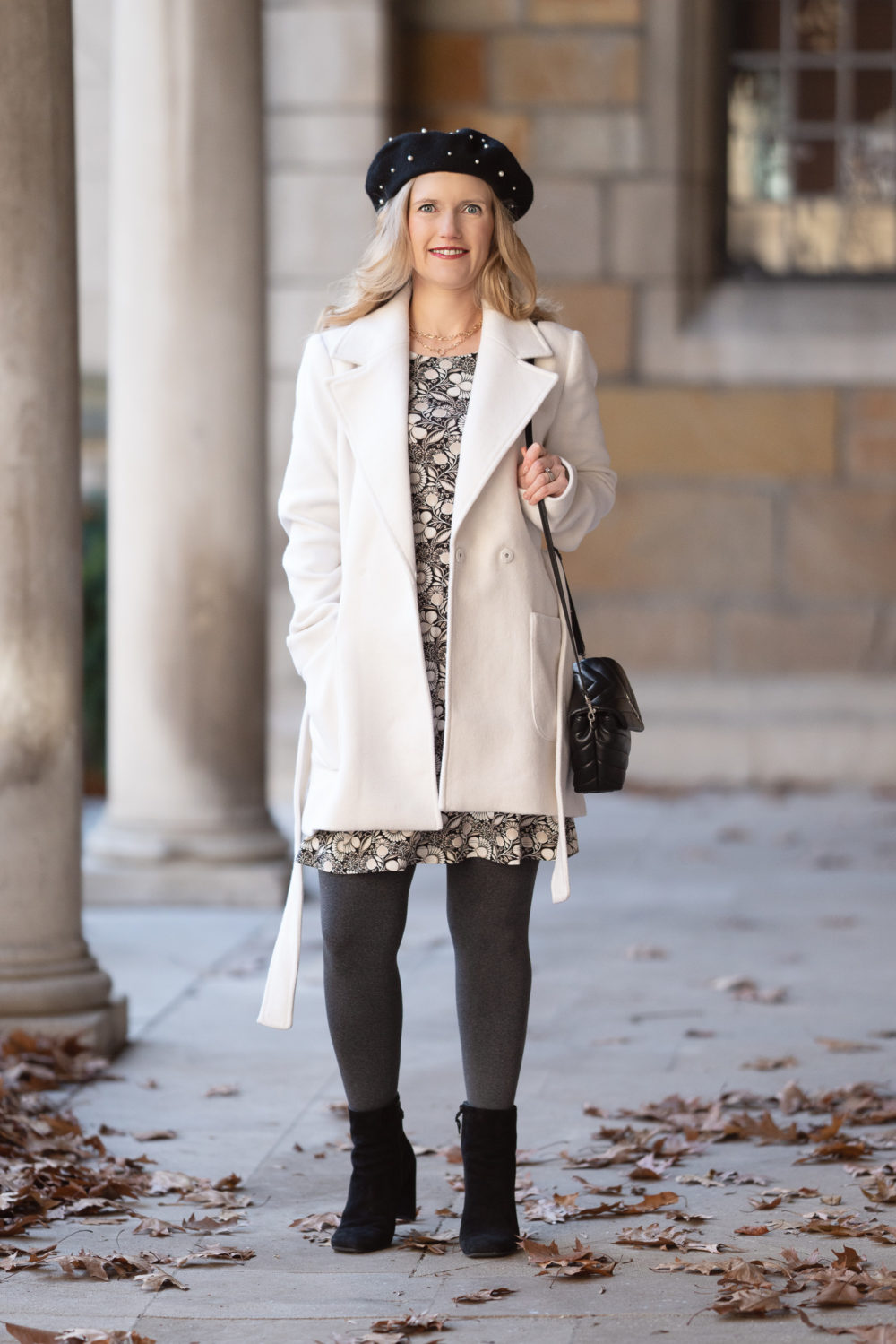 Petite Fashion and Style Blog | Loft Floral 3-4 Sleeve Swing Dress | Loft Twill Wrap Coat | Loft Sale