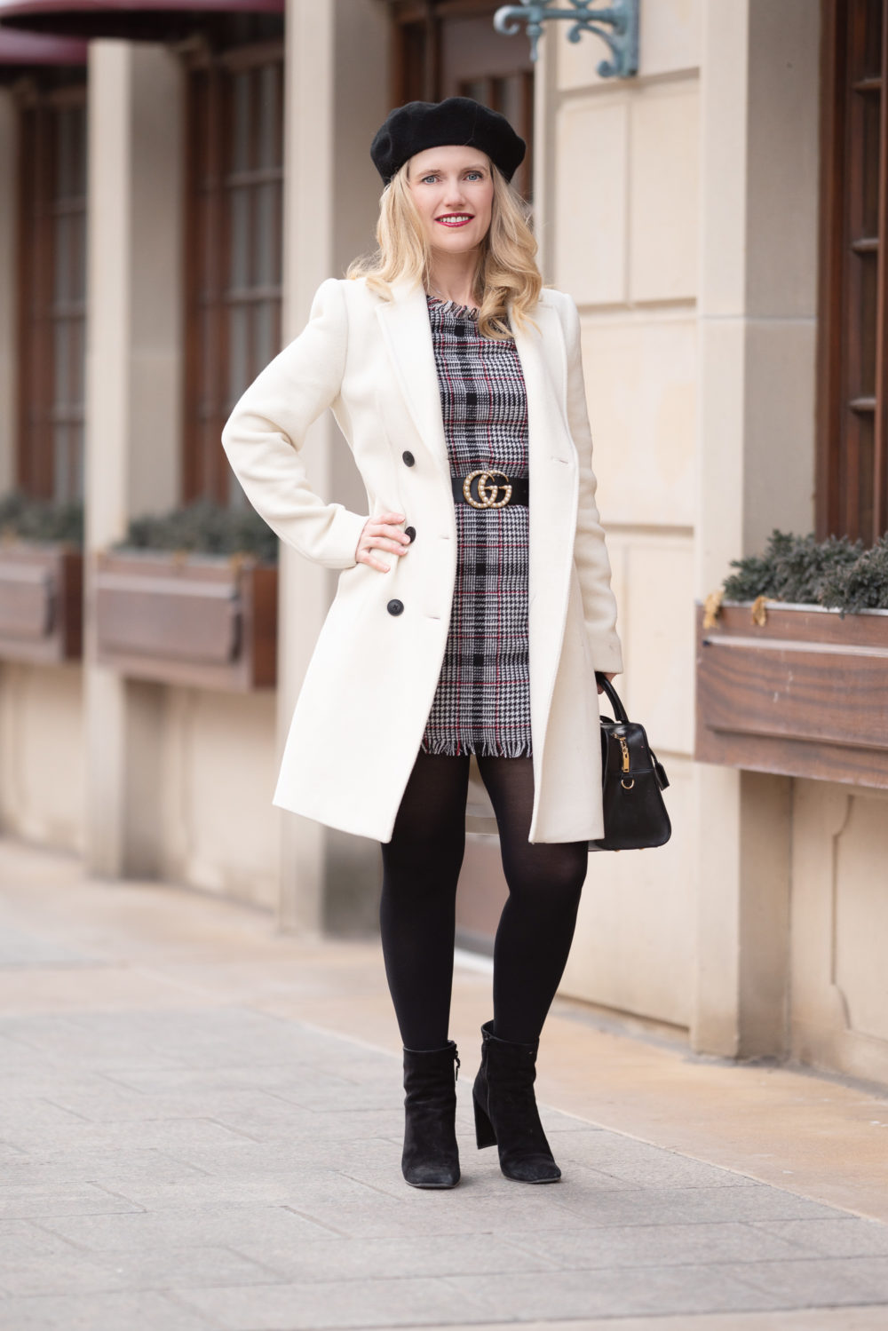 Petite Fashion Blog | Petite Style | Aqua Plaid Tweed Dress | Plaid Dress