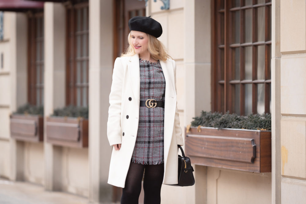 Petite Fashion Blog | Petite Style | Aqua Plaid Tweed Dress | Plaid Dress