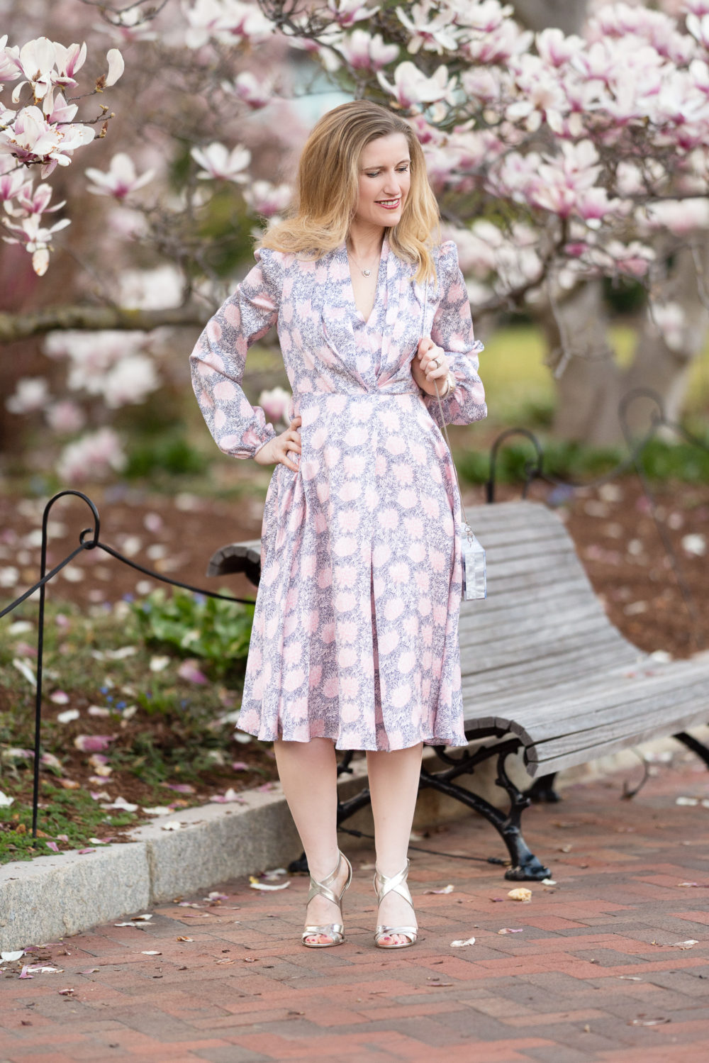 Petite Fashion Blog | Smithsonian Gardens | Gal Meets Glam Dresses | Magnolia Trees in Bloom | Magnolia Trees