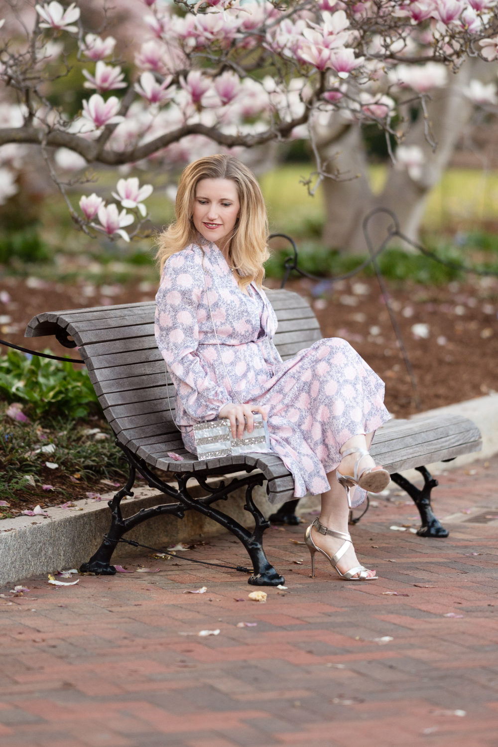 Petite Fashion Blog | Smithsonian Gardens | Gal Meets Glam Dresses | Magnolia Trees in Bloom | Magnolia Trees
