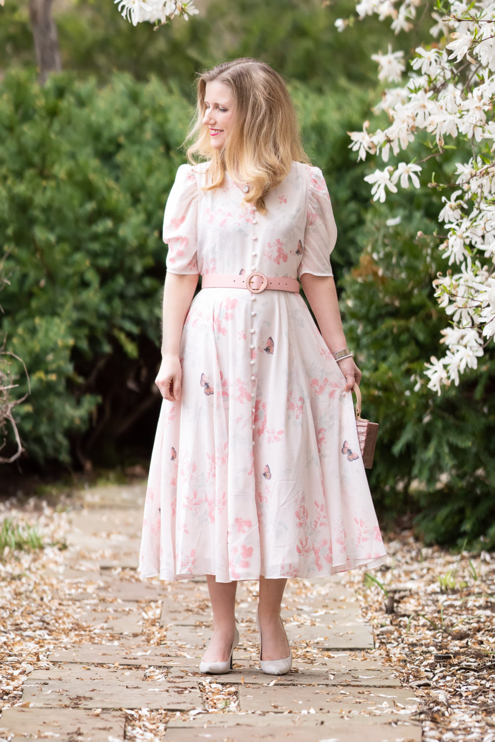Petite Fashion Blog | Rachel Parcell Romantic Button Front Dress | Rachel Parcell Dresses | Spring Dresses
