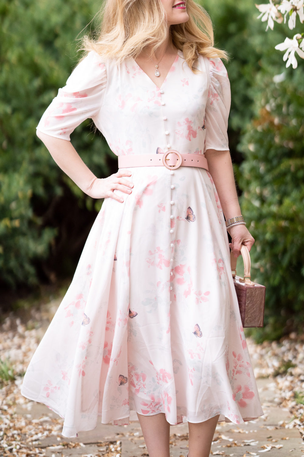 Petite Fashion Blog | Rachel Parcell Romantic Button Front Dress | Rachel Parcell Dresses | Spring Dresses