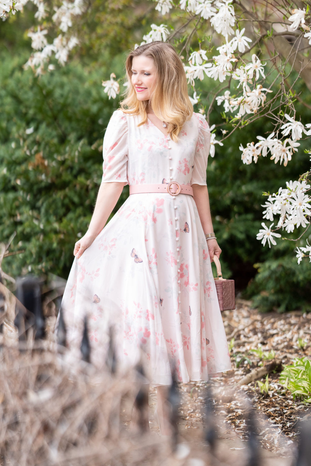 Petite Fashion Blog | Rachel Parcell Romantic Button Front Dress | Rachel Parcell Dresses | Spring Dresses