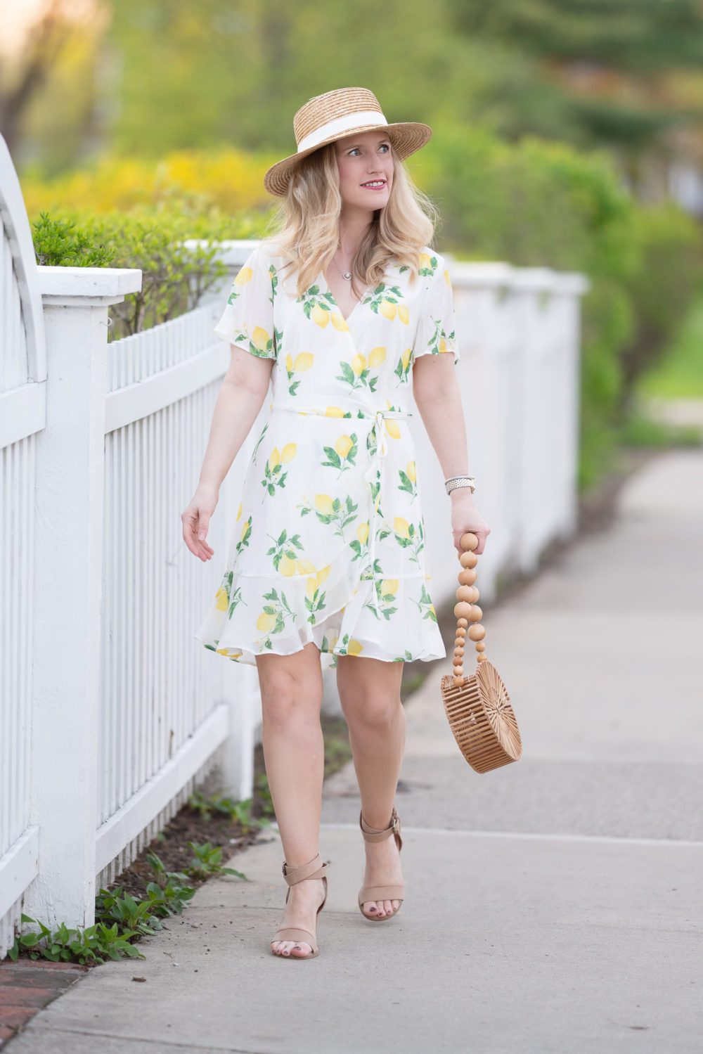 Petite Fashion Blog | Morning Lavender | Miranda Lemon Print Ruffle Wrap Dress | Lemon Dress | Lemon Sundress