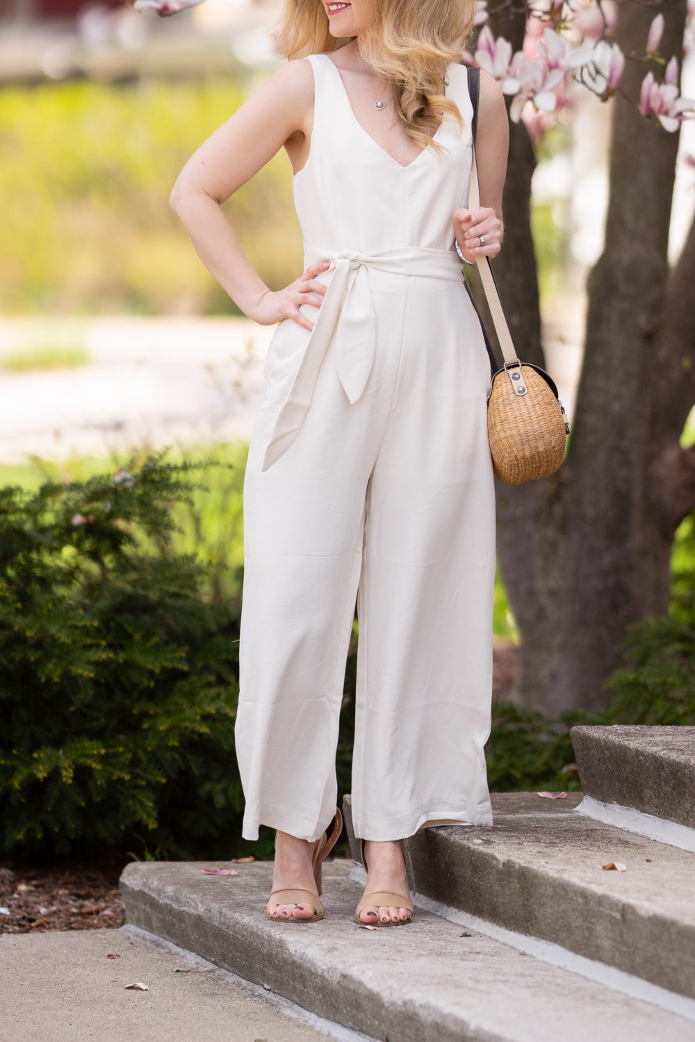 Petite Fashion Blog | Morning Lavender | Meredith Cream Tie Front Jumpsuit | Jumpsuits