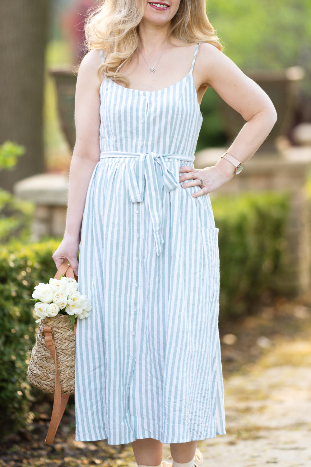 Petite Fashion Blog | Morning Lavender | Elena Mint Green Striped Midi Dress | Striped Dress | Summer Dresses