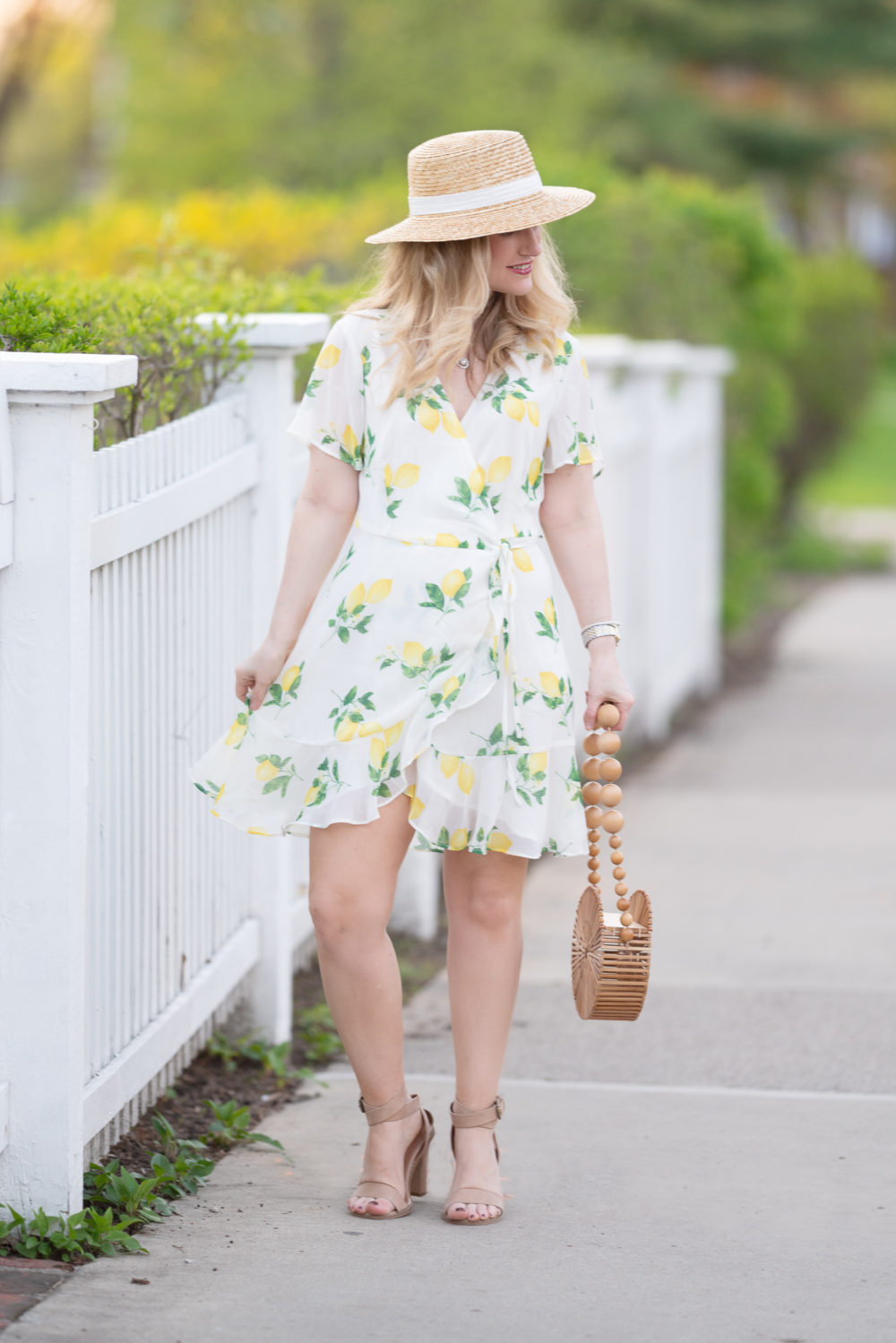 Petite Fashion Blog | Morning Lavender | Miranda Lemon Print Ruffle Wrap Dress | Lemon Dress | Lemon Sundress