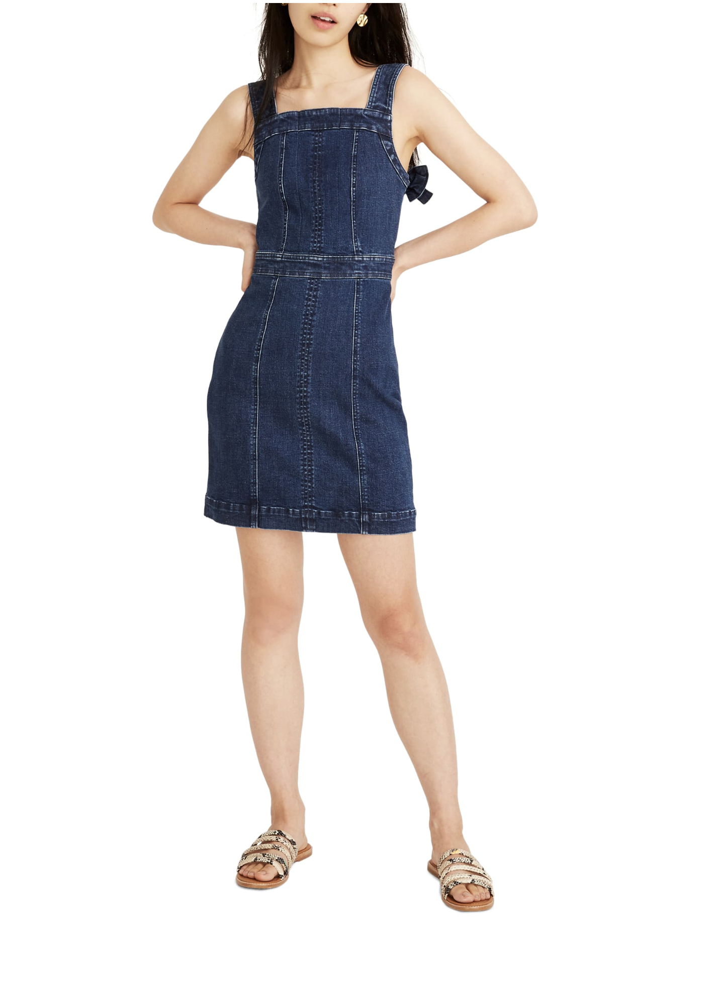 Madewell Denim Apron Bow Back Dress