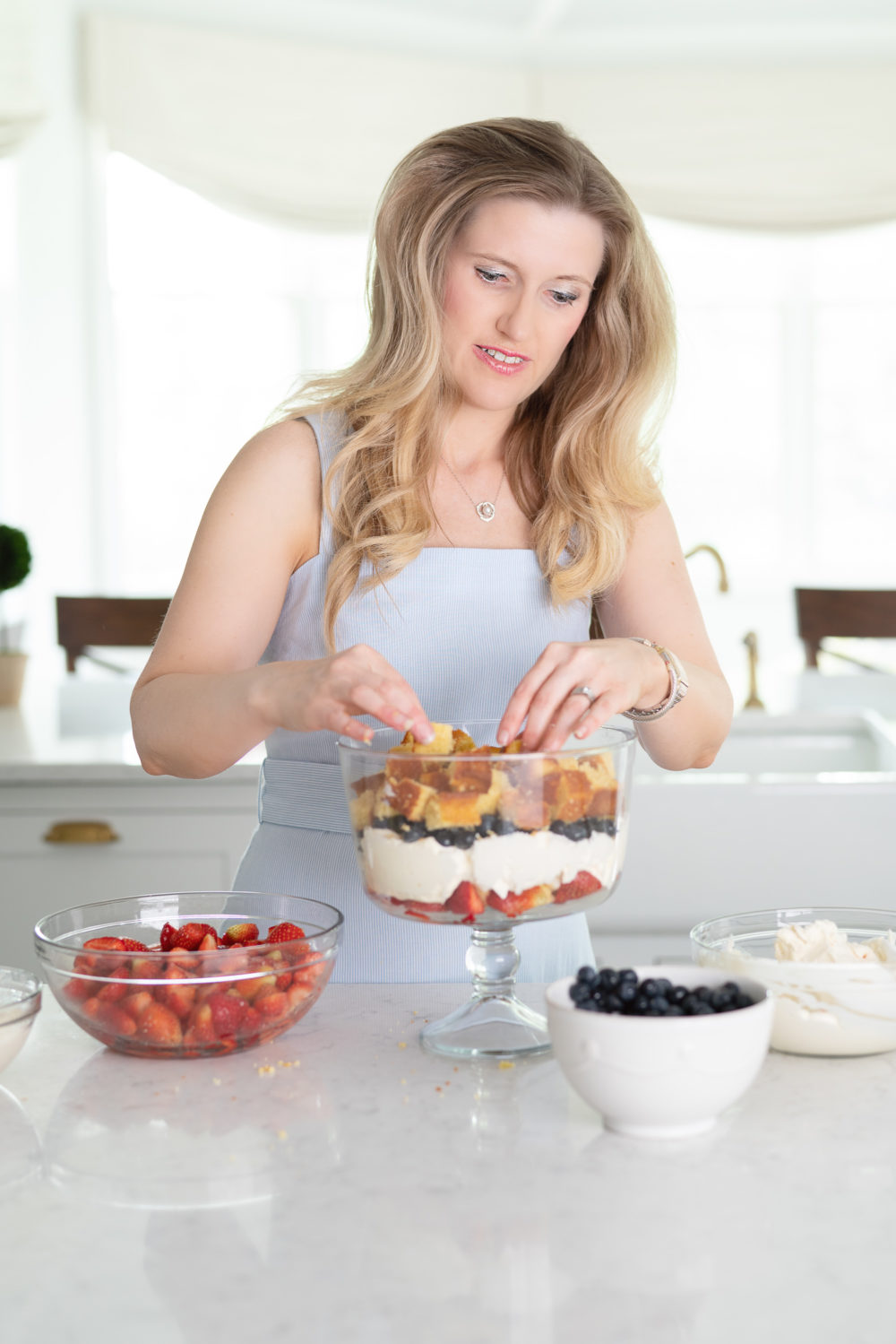 Petite Fashion Blog | Draper James Dress | Berry Trifle Recipe
