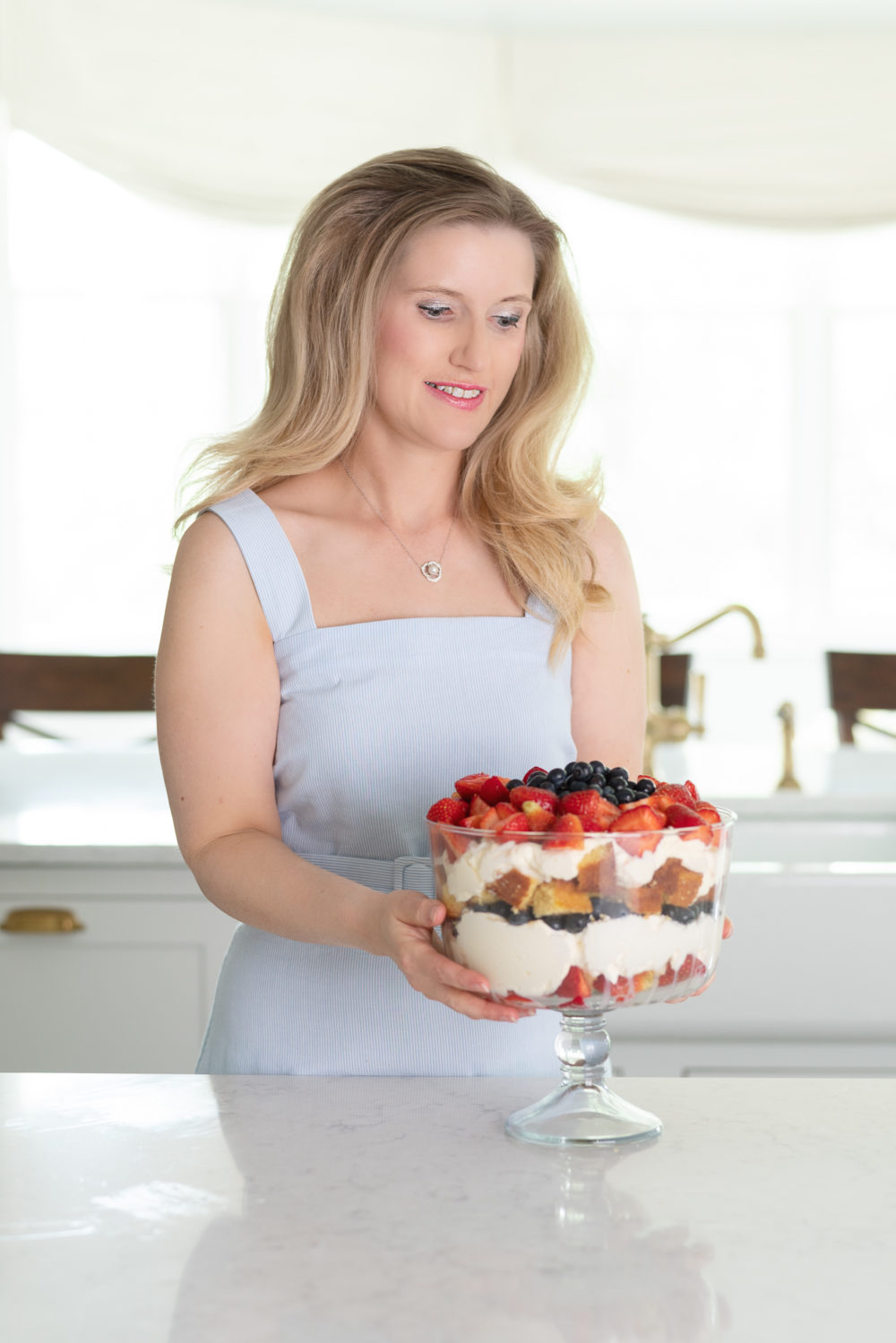 Petite Fashion Blog | Draper James Dress | Berry Trifle Recipe