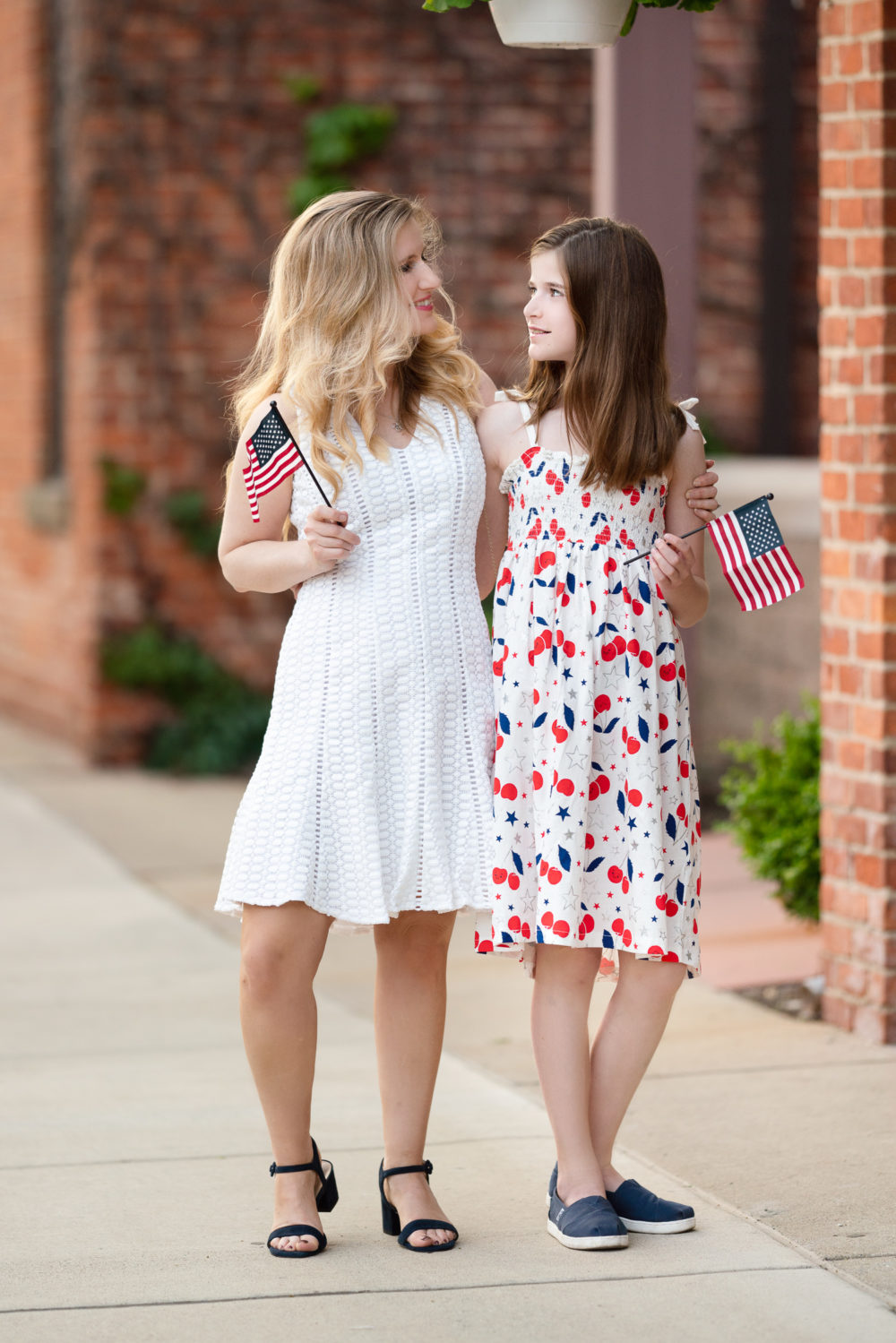 Petite Fashion Blog | Mommy and Me 4th of July Outfit Ideas | 4th of July Outfit Ideas | J. Crew Fit and Flare Dress in Geometric Lace | J. Crew Girl's Smocked Dress in Happy Cherries