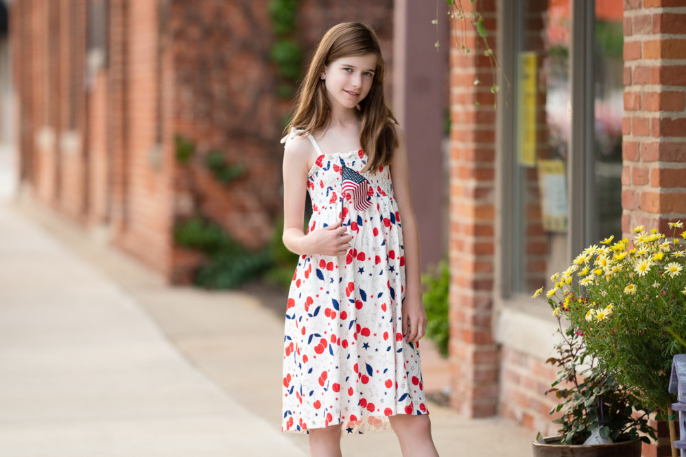 Petite Fashion Blog | Mommy and Me 4th of July Outfit Ideas | 4th of July Outfit Ideas | J. Crew Fit and Flare Dress in Geometric Lace | J. Crew Girl's Smocked Dress in Happy Cherries