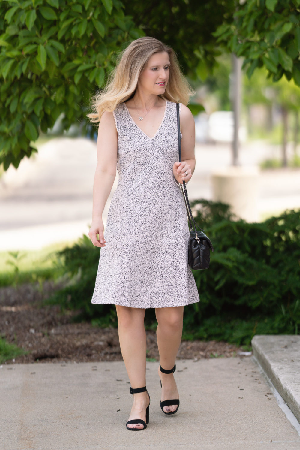 Petite Fashion Blog | Loft Rose Jacquard Flare Dress | Loft Sale