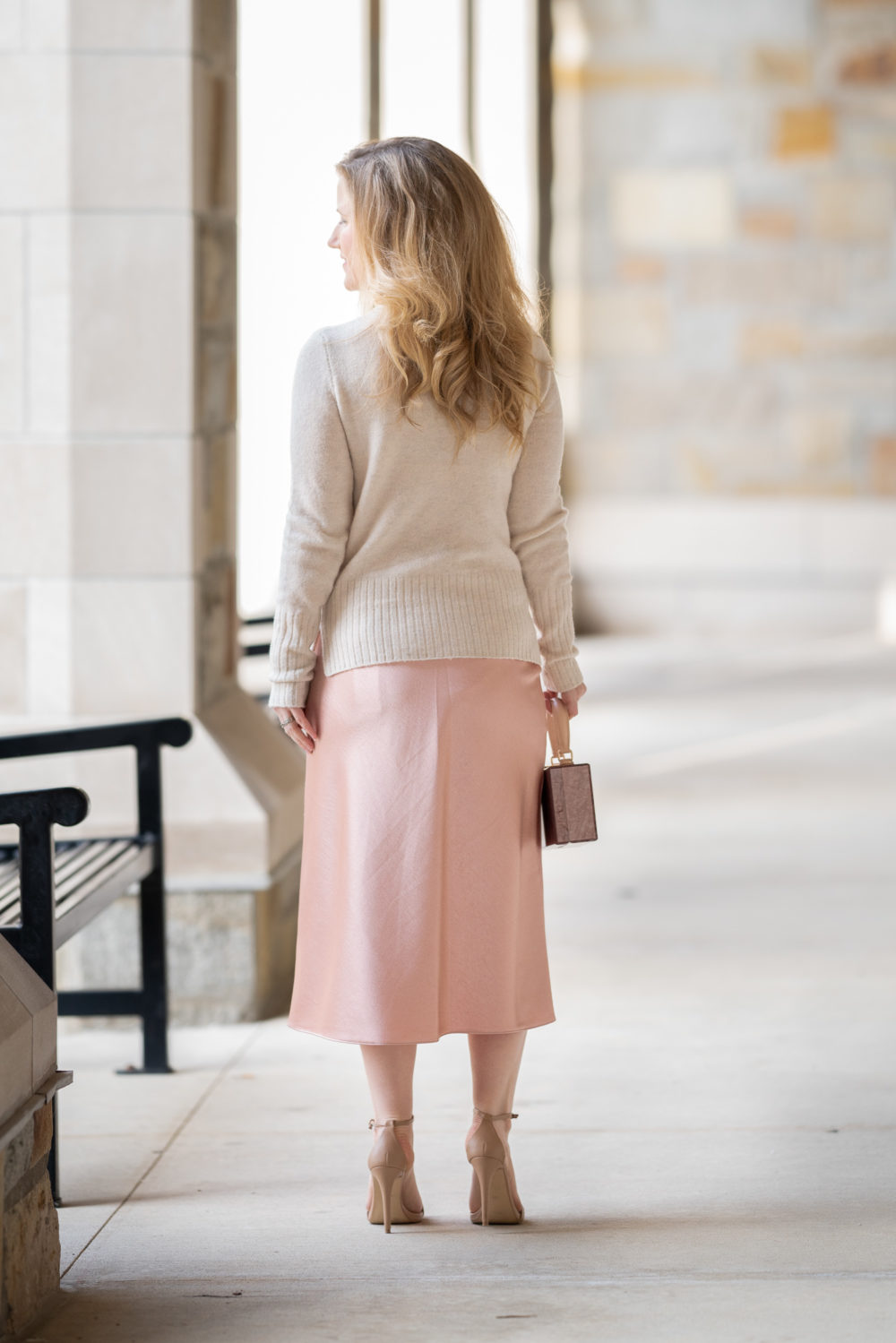 Petite Fashion Blog | Vince Bias Cut Satin Midi Skirt | Madewell-INLAND TURTLENECK SWEATER | Silk Midi Skirts | Satin Midi Skirts
