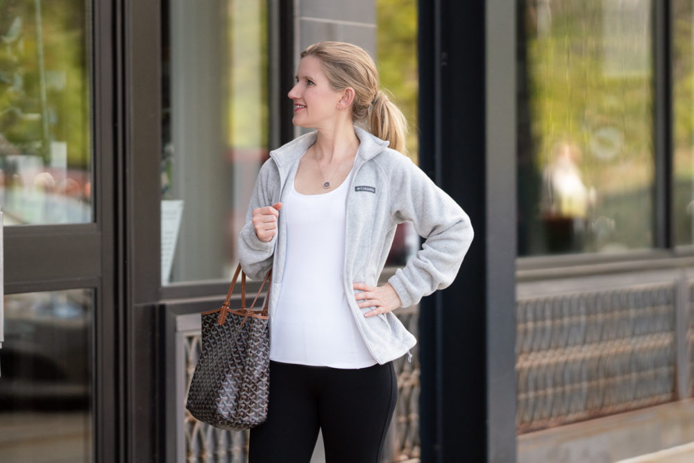 Petite Fashion Blog | Columbia Fleece Jacket | Isotoner Zenz | Goyard Tote