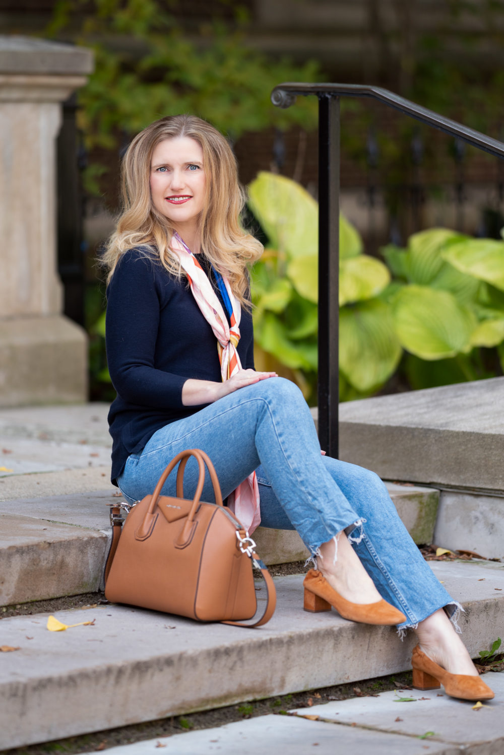Petite Fashion Blog | Talbots Art of the Scarf | Breast Cancer Awareness Month | Everlane Kick Crop Jeans | Givenchy Antigona Bag