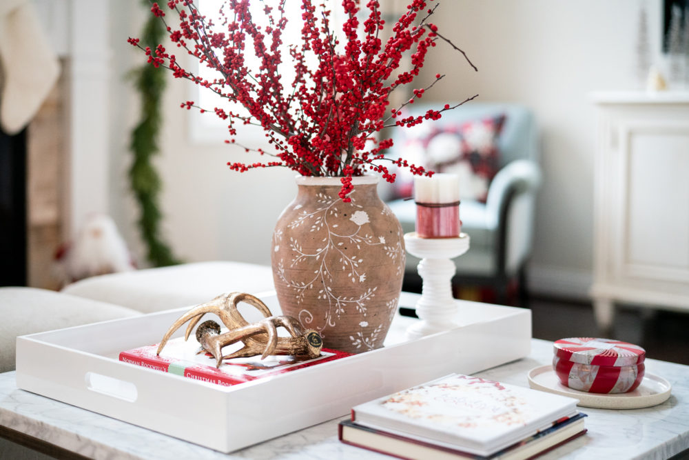  Petite Fashion Blog | Our Home for the Holidays | Christmas Decor | Flocked Christmas Tree | Christmas Pillows