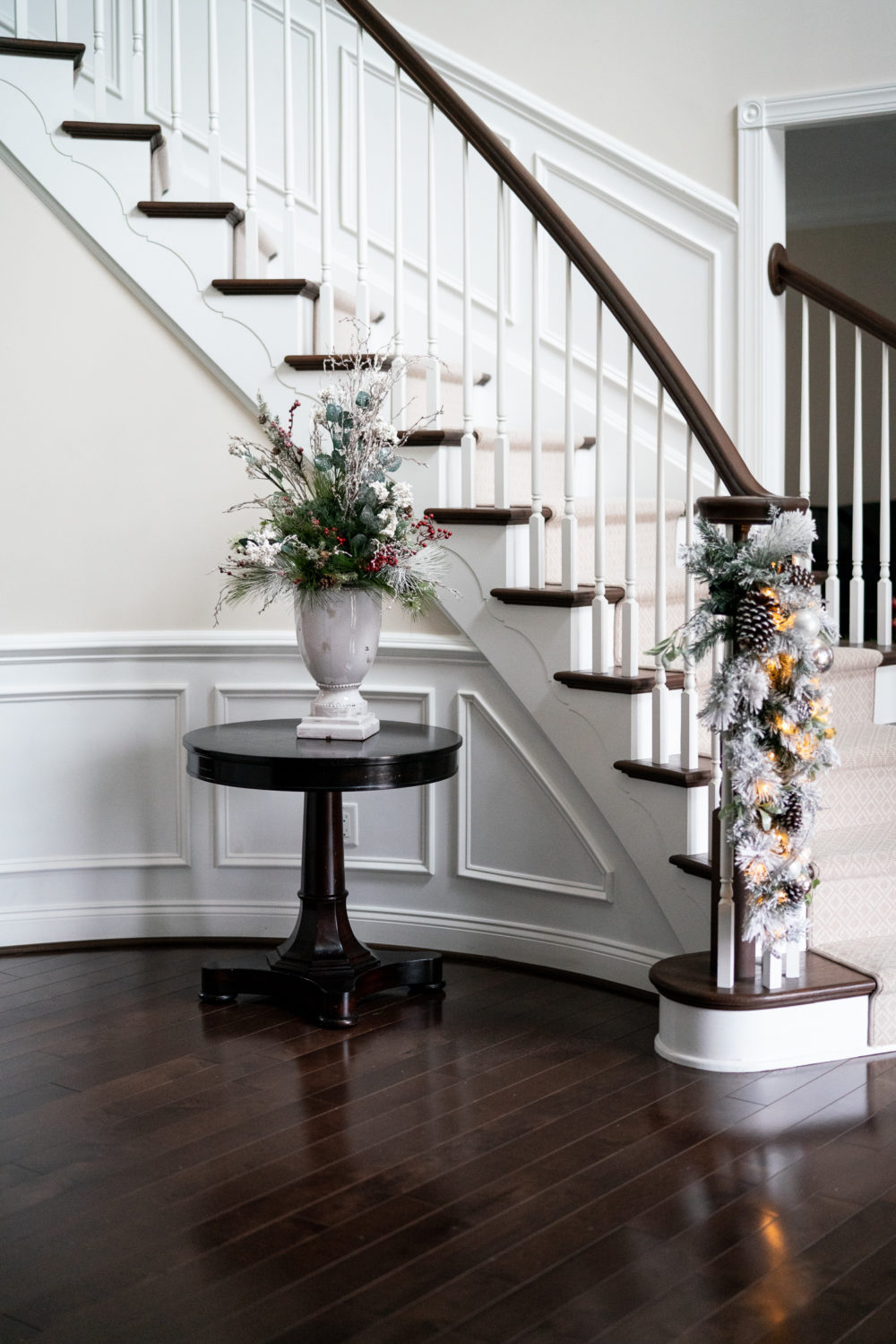 Petite Fashion Blog | Our Home for the Holidays | Christmas Decor | Flocked Christmas Tree | 