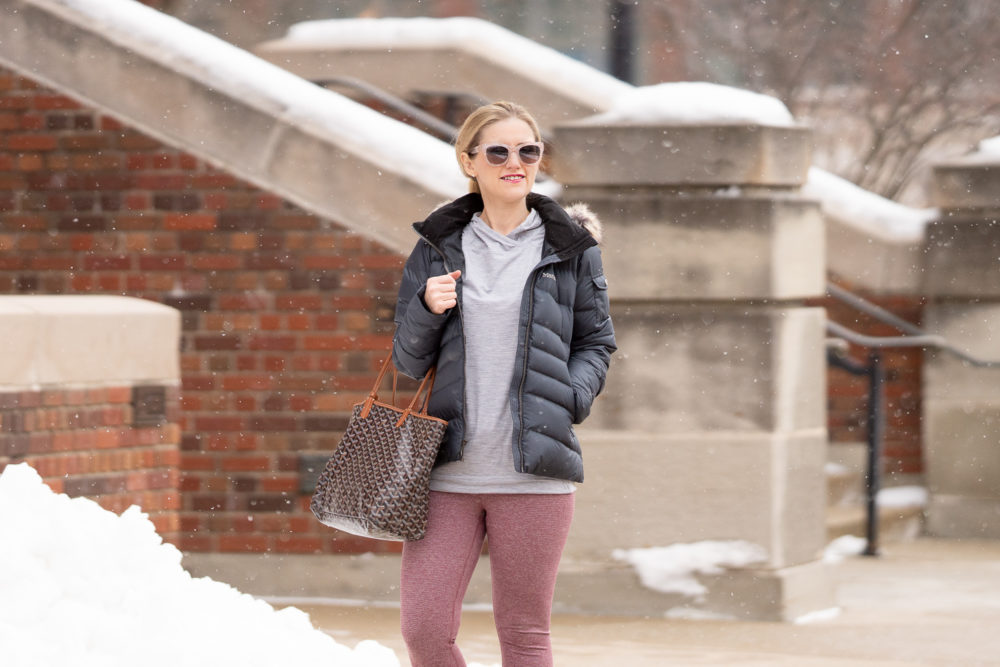 Petite Fashion Blog | Amazon Winter Workout Essentials | Core 10 Leggings | Marmot Women's Ithaca Down Puffer Jacket | Winter Workout Tips