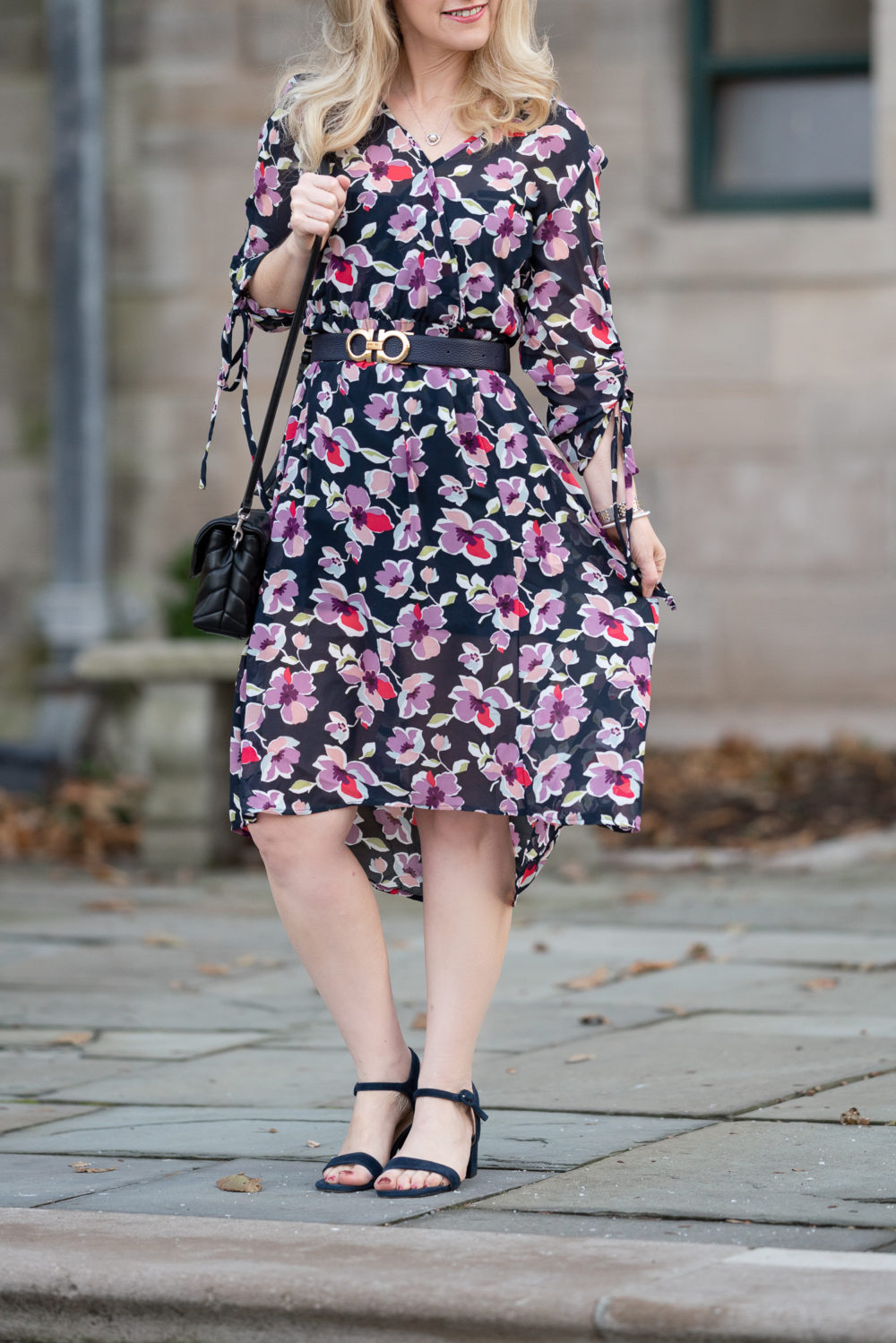 Petite Fashion Blog | B Collection by Bobeau Women's Sadie Ruched Sleeve Dress | Dresses Under $40