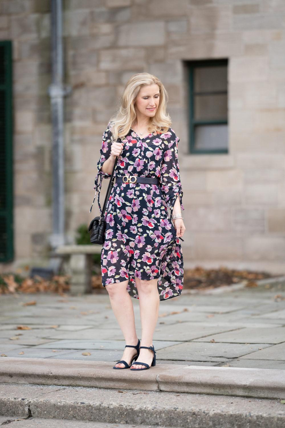 Petite Fashion Blog | B Collection by Bobeau Women's Sadie Ruched Sleeve Dress | Dresses Under $40