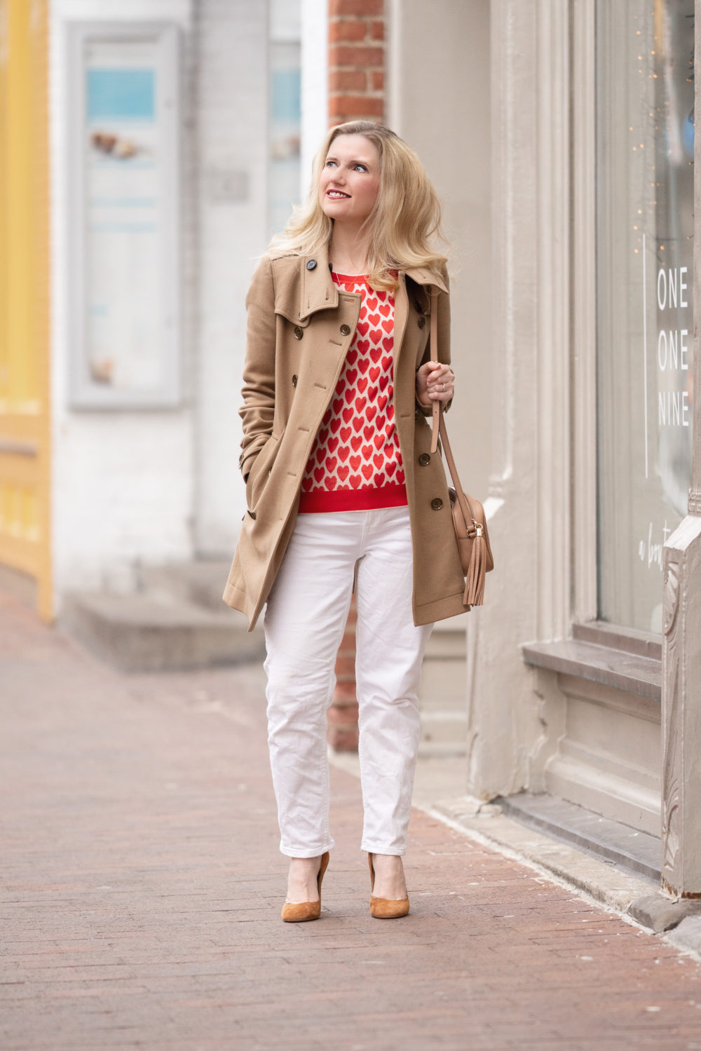 Petite Fashion Blog | Ann Taylor Heart Sweater | Everlane Cheeky Straight Jeans | Gianvito Rossi Suede Pumps | Valentine's Day Gift Guide