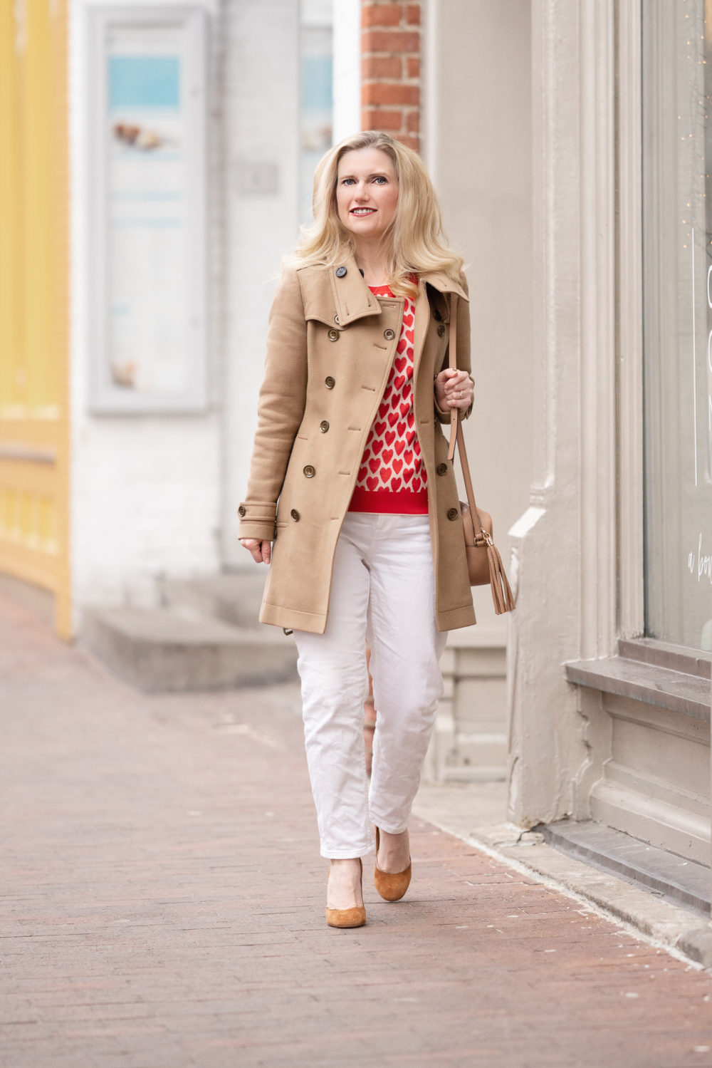 Petite Fashion Blog | Ann Taylor Heart Sweater | Everlane Cheeky Straight Jeans | Gianvito Rossi Suede Pumps | Valentine's Day Gift Guide