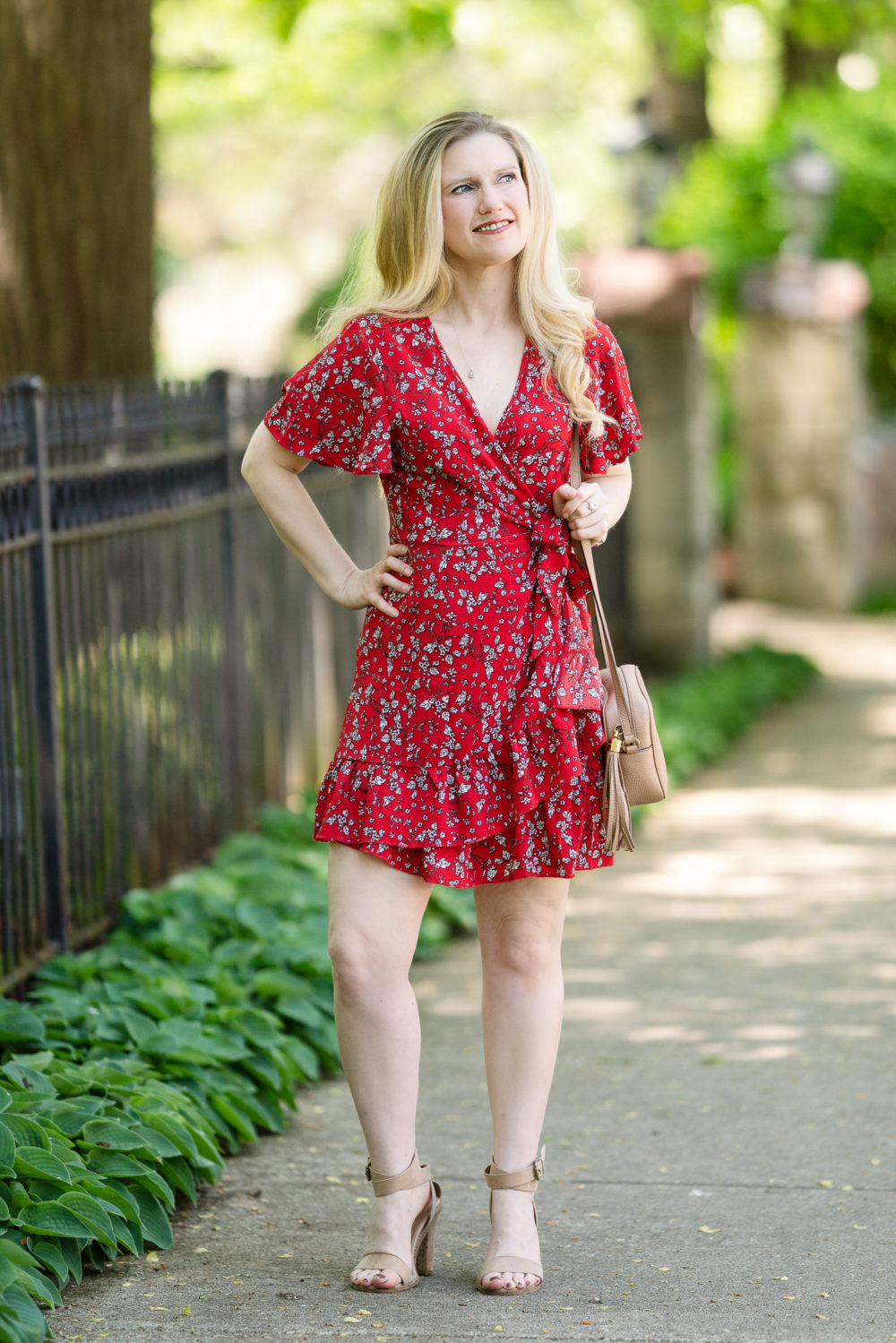 Petite Fashion Blog | Relipop Summer Women Short Sleeve Print Dress | Amazon Spring Dress | Amazon Summer Dresses | Floral Wrap Dress