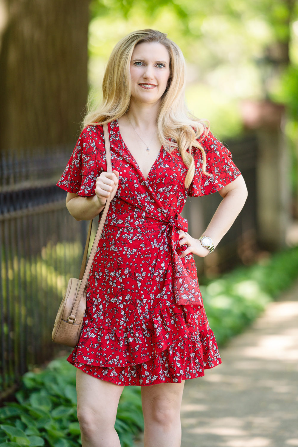 Petite Fashion Blog | Relipop Summer Women Short Sleeve Print Dress | Amazon Spring Dress | Amazon Summer Dresses | Floral Wrap Dress